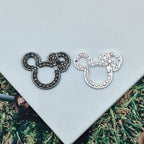 Cute Hollow Rhinestone Mickey Head Alloy Bead Frames 10pcs 2