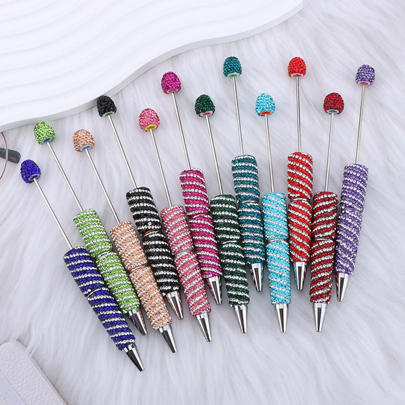 Beadable Striped Rhinestone Embellished Pen Random Color 2