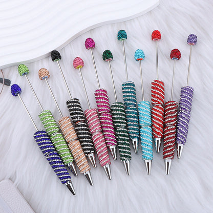 Beadable Striped Rhinestone Embellished Pen Random Color 2