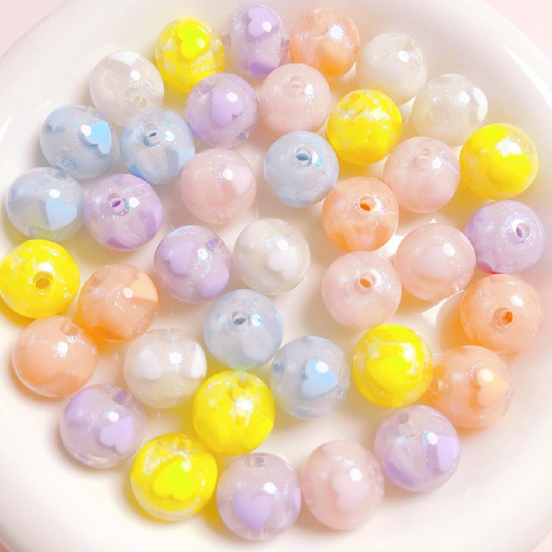Candy Heart Acrylic Beads 16mm Glossy Colorful 10pcs 4