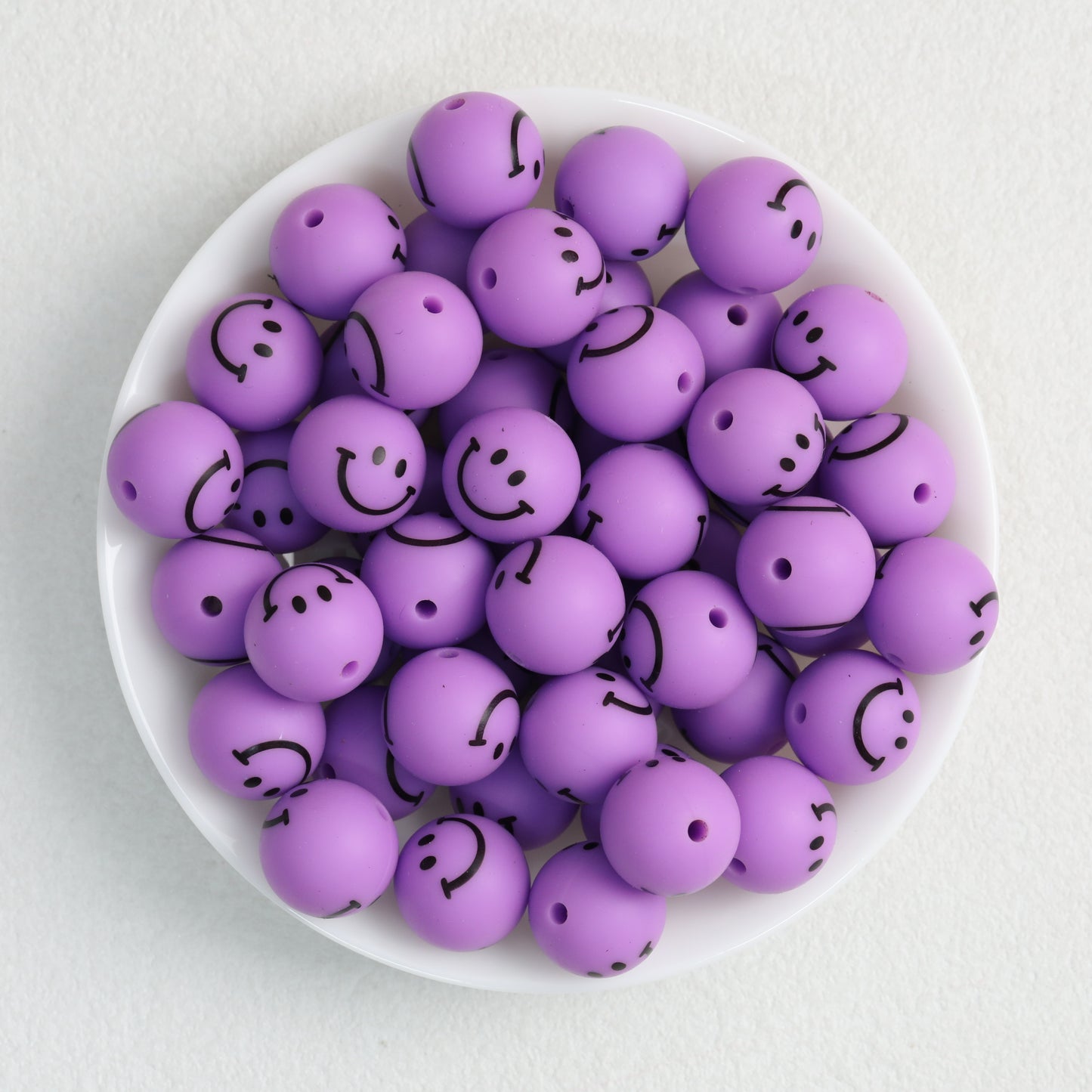 15mm Smiley Face Printed Round Silicone Beads  50pcs 3