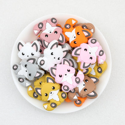 Cute Sitting Fox Silicone Focal Beads 20pcs 2