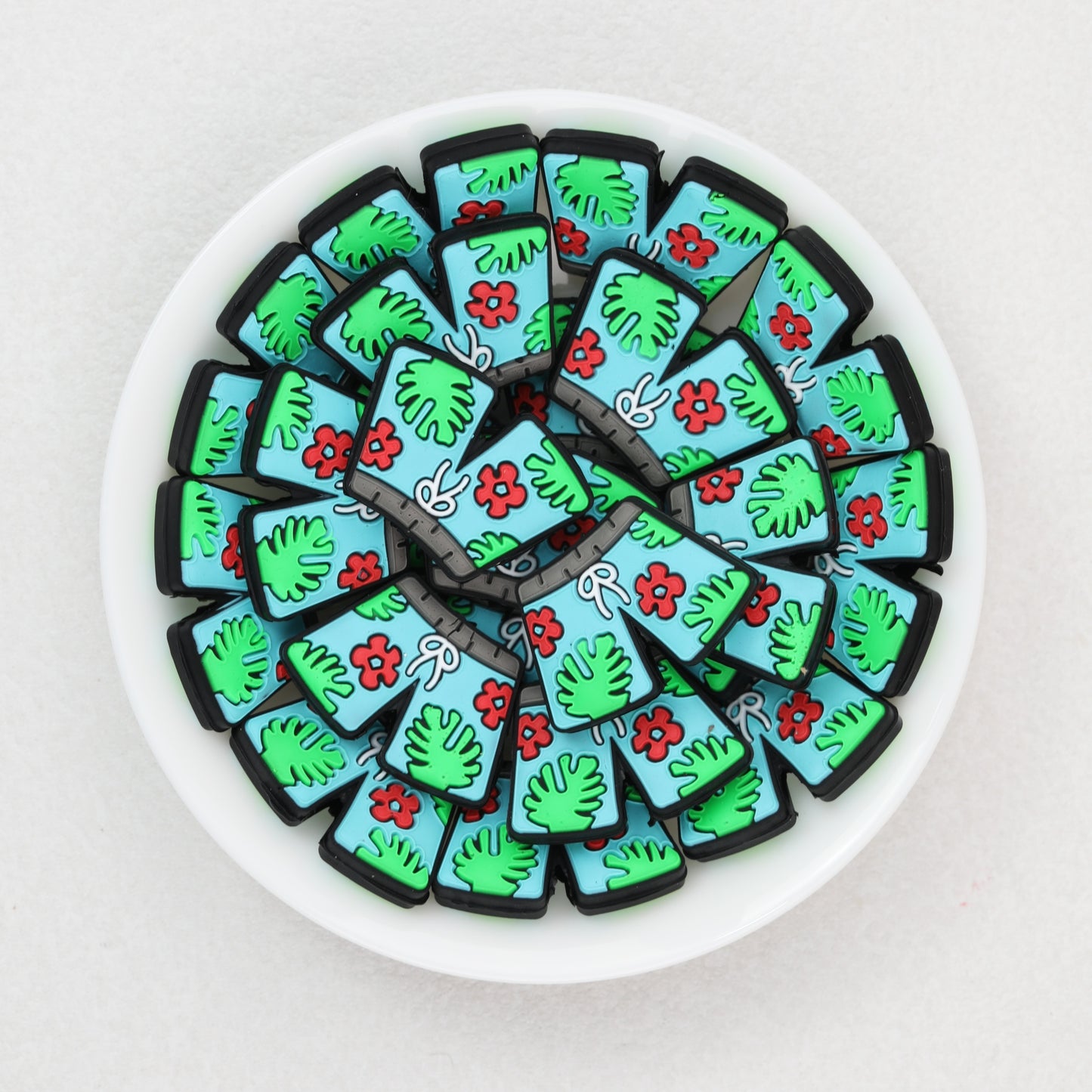 Summer Style Silicone Focal Beads Tropical Shorts Pattern 20pcs 2