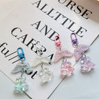 Acrylic Orchid Keychain Transparent Floral Rainbow Hues Charm