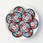Independence Day Floral Round Silicone Focal Beads 20 pcs