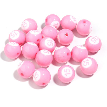 Colored Billiard Ball Round Acrylic Beads 16mm Glossy 10pcs 20