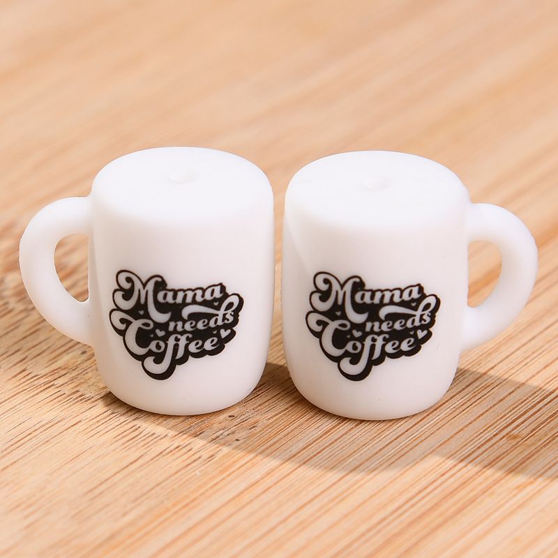 Silicone Focal Beads Printed Cup With Handle 20pcs 8