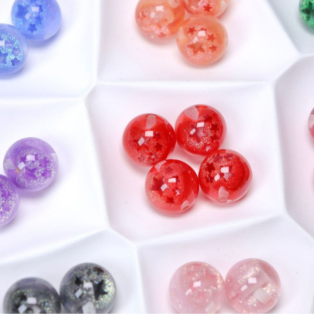 Sparkling Star Resin Round Beads 16mm 50pcs 4