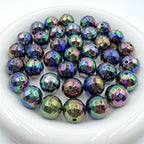 UV Finish Acrylic Plaid Round Beads 16mm Glossy Colorful 10pcs 3