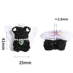 Winged Little Bear Rhinestone Beads 25x41mm Sparkling Lace Wings 5pcs 4