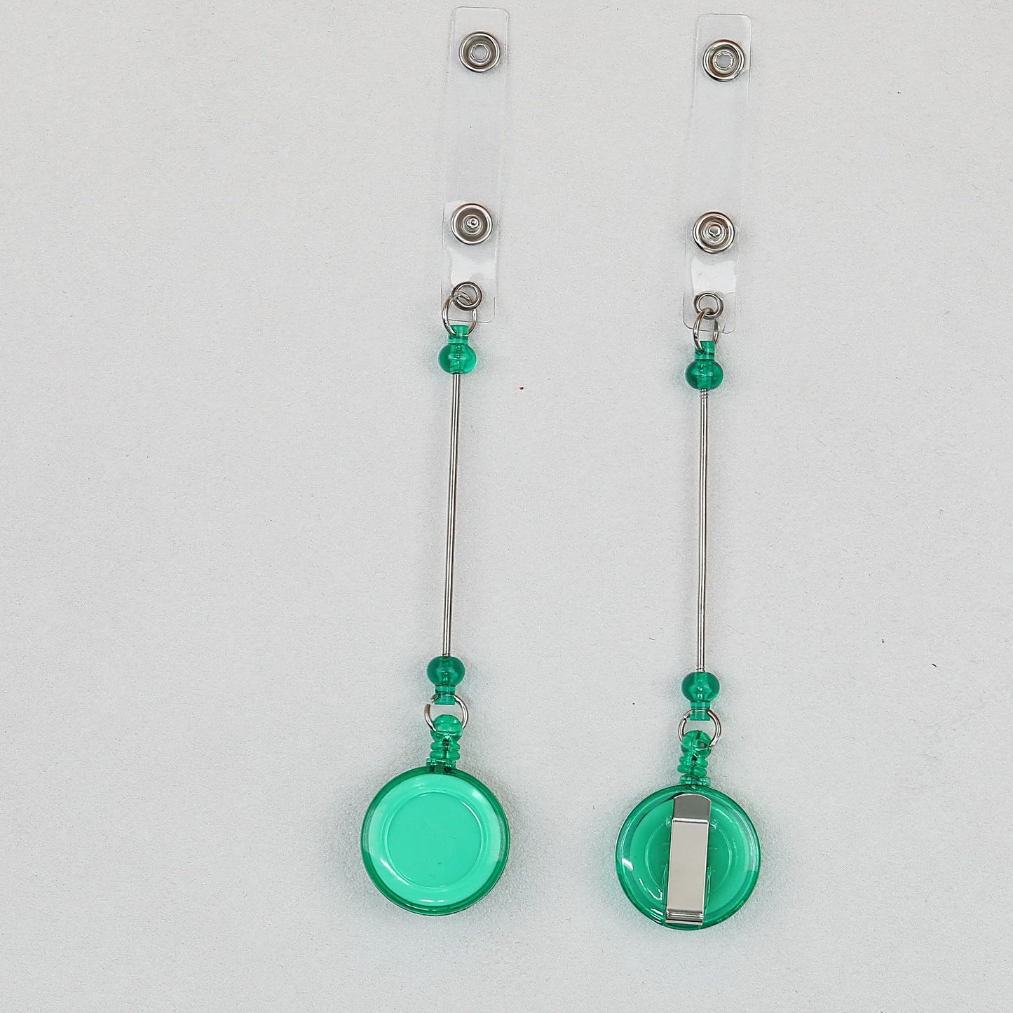 Beadable Badge Reels Retractable ID Keychain Clip - Transparent dark green