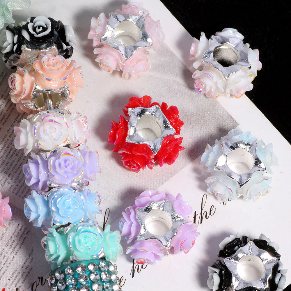 Rose Design 16mm Alloy Spacer Beads 10pcs