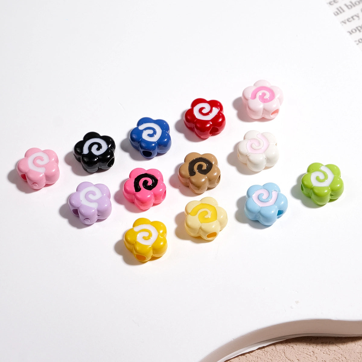 Painted Fish Cake Acrylic Beads 10mm Glossy Swirl Mixed Colors 50pcs 2