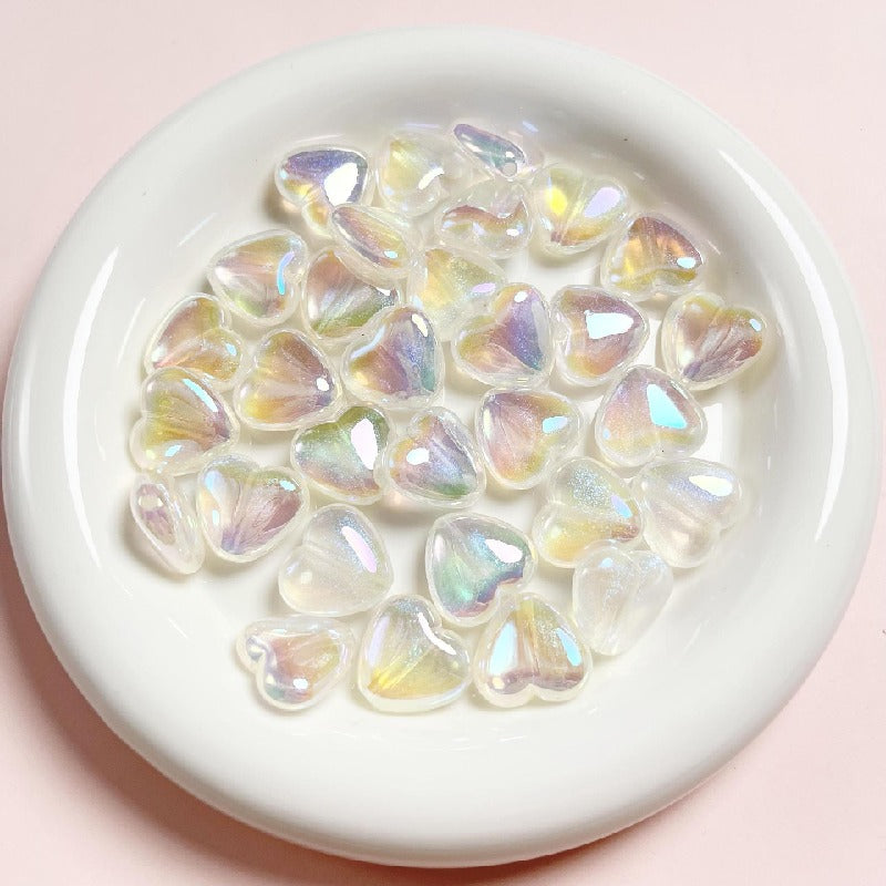 Transparent Heart Acrylic Beads 17x19mm Pastel Iridescent 10pcs 4
