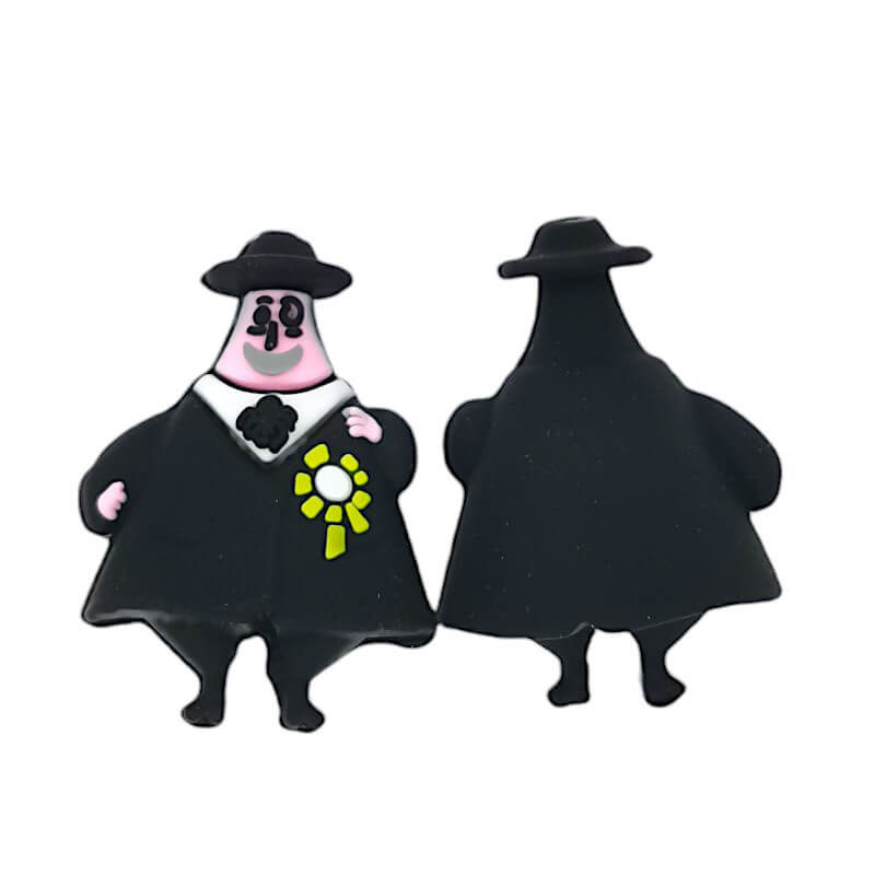 Silicone 3D Focal Beads Small Head Gentleman Uncle Wearing Black Hat