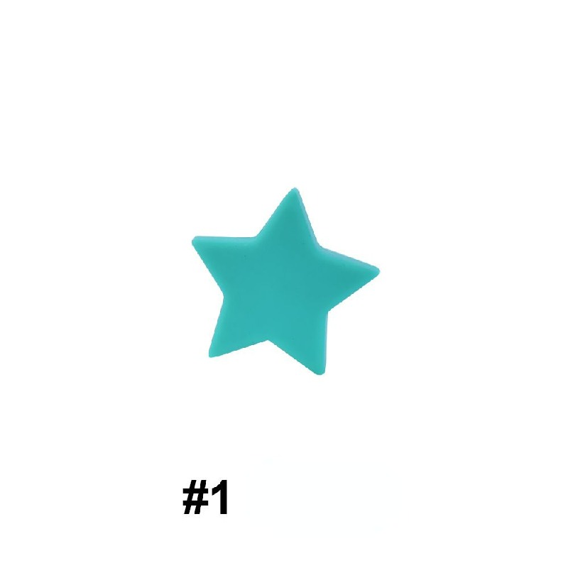 14mm Star Silicone Beads Solid Colors Matte Finish 50pcs 3