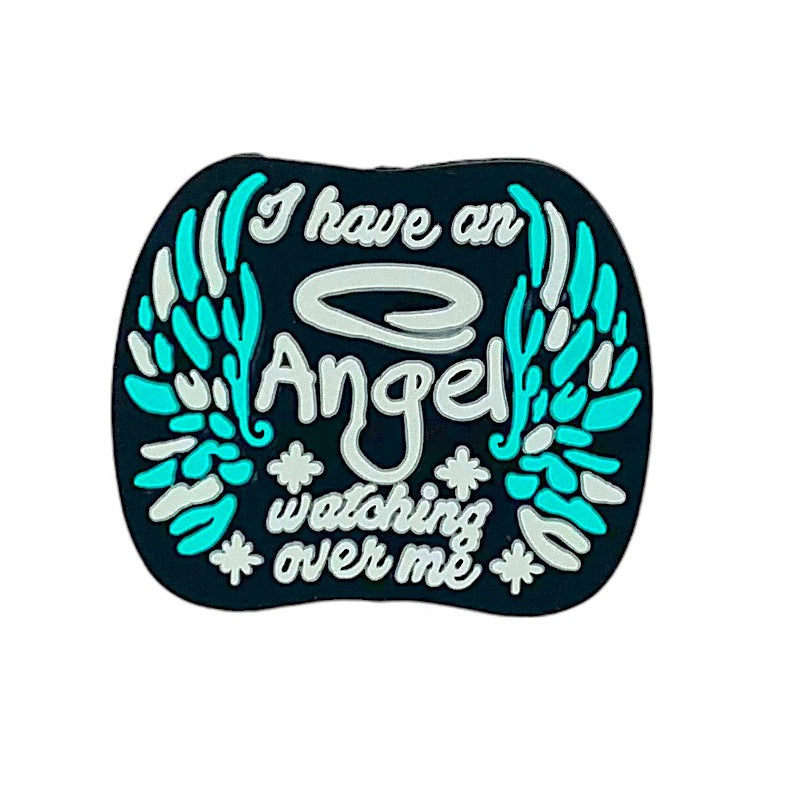 Silicone Focal Beads Angel Wing Turquoise Text I Have An Angel Watching Over Me