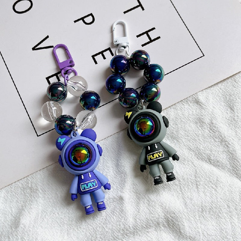 Acrylic Spaceman Beaded Keychain Colorful Astronaut Charm 2