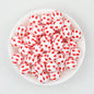 Valentine Theme 15mm Silicone Beads Printed Pattern 50pcs - Red Hearts