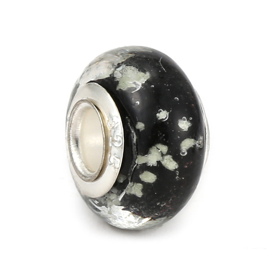 Glass Round Spacer Beads 15mm Glow In The Dark Glitter Powder 10pcs 11