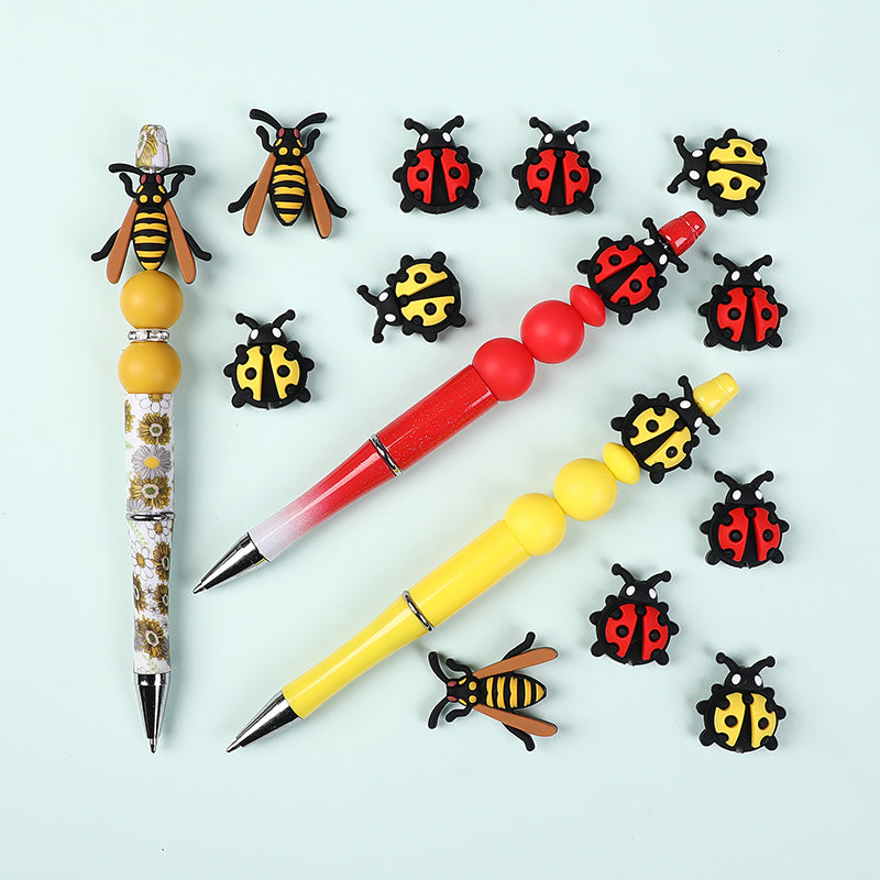 Silicone 3D Focal Beads Ladybug Wasp Insect Detailed Wings and Antennae 20pcs 7