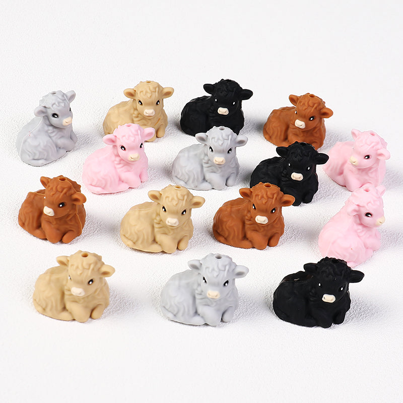 3D Lying Smiling Calf Silicone Focal Beads 20Pcs 
