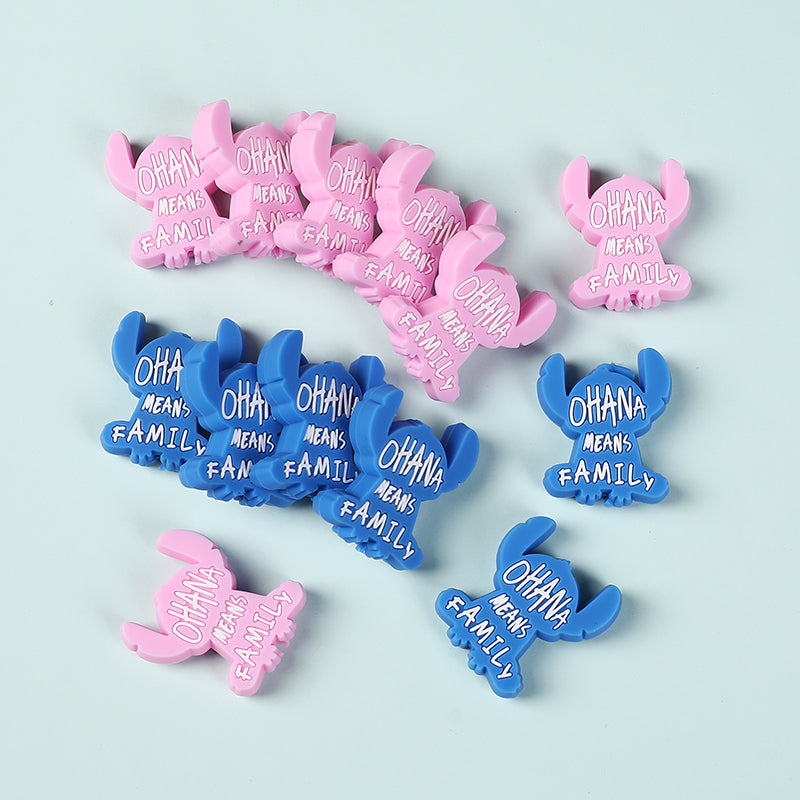Silicone Focal Beads Stitch Character Front View 20pcs 5