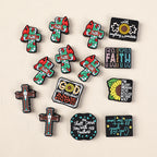 Silicone Focal Beads Jesus Faith Cross With Holly Cardinal 20pcs 6