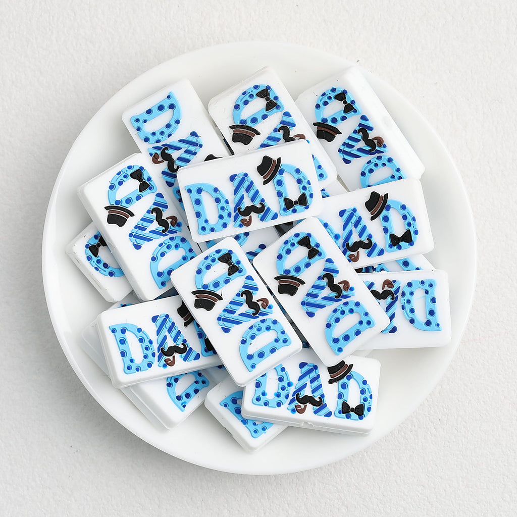 Silicone Focal Beads Dad Polka Dots Fedora 20pcs