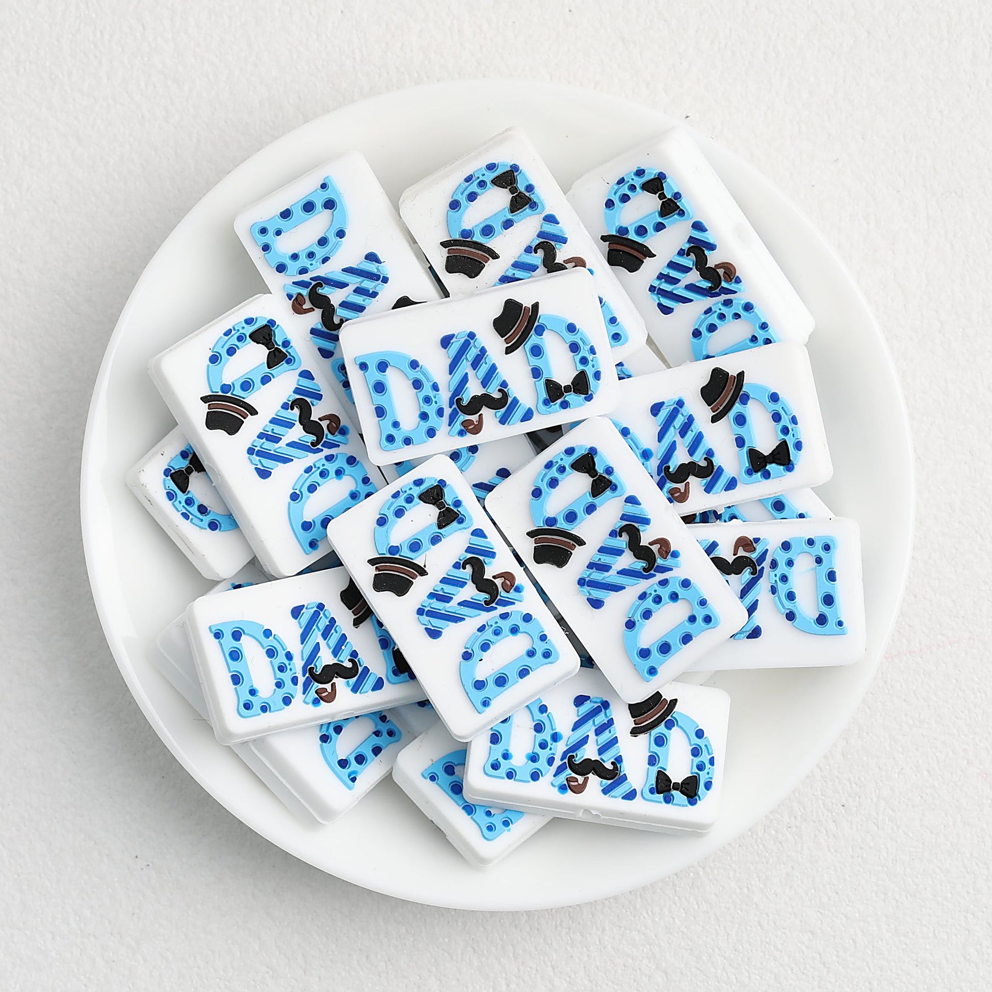 Silicone Focal Beads Dad Polka Dots Fedora 20pcs