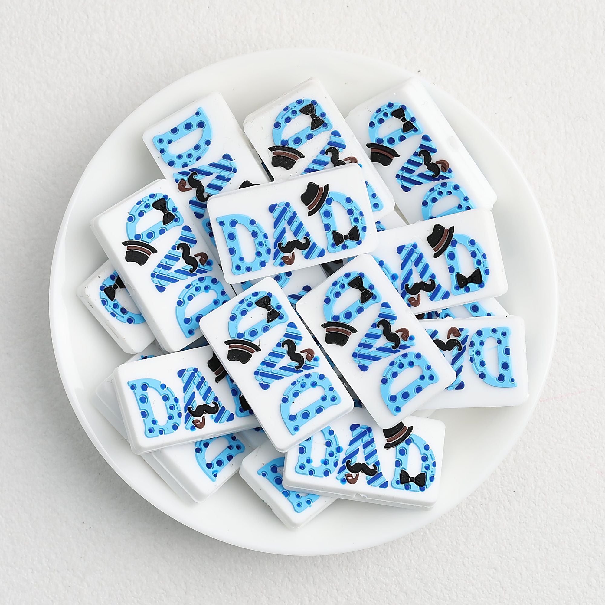 Silicone Focal Beads Dad Polka Dots Fedora 20pcs