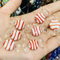Lampwork Glass Beads Candy Shape 15x28mm Transparent Polka Dotted Stripe 4pcs 7