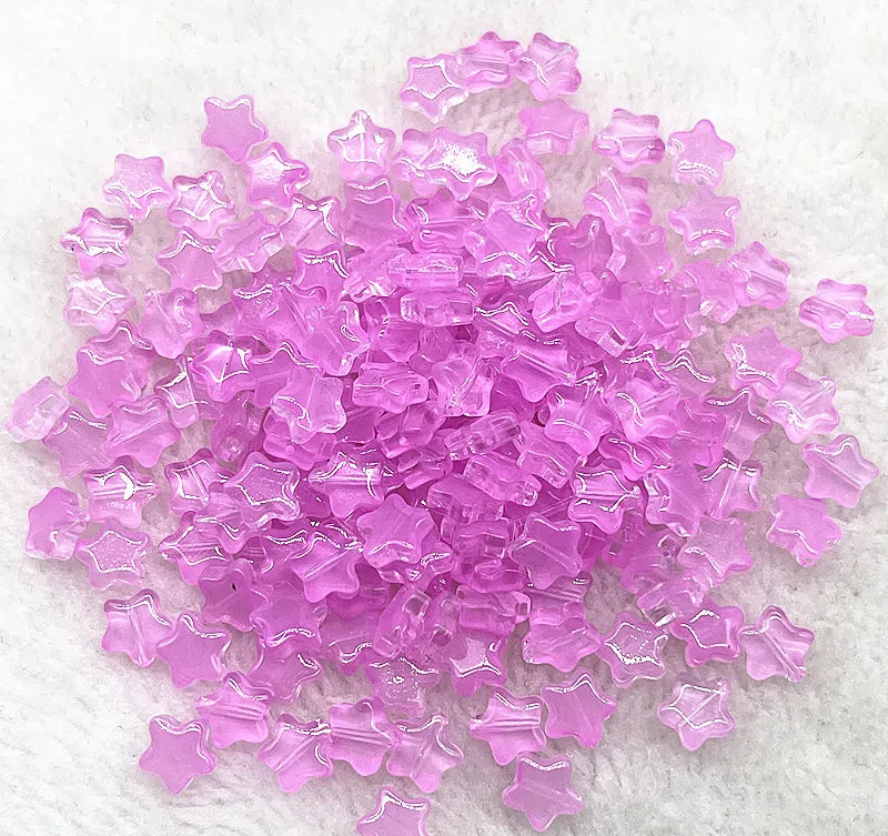 Pentagonal Star Glass Beads 8mm Transparent Pastel Colors 30pcs 9