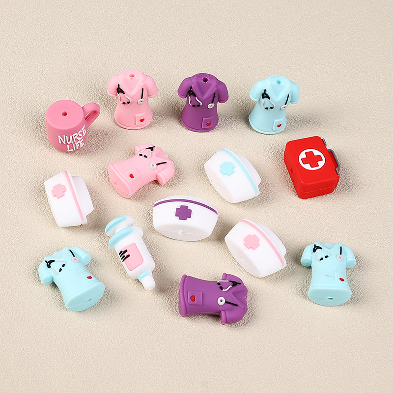 Silicone 3D Focal Beads Nurse Series Medical Kit Holding Syringe 20pcs 5