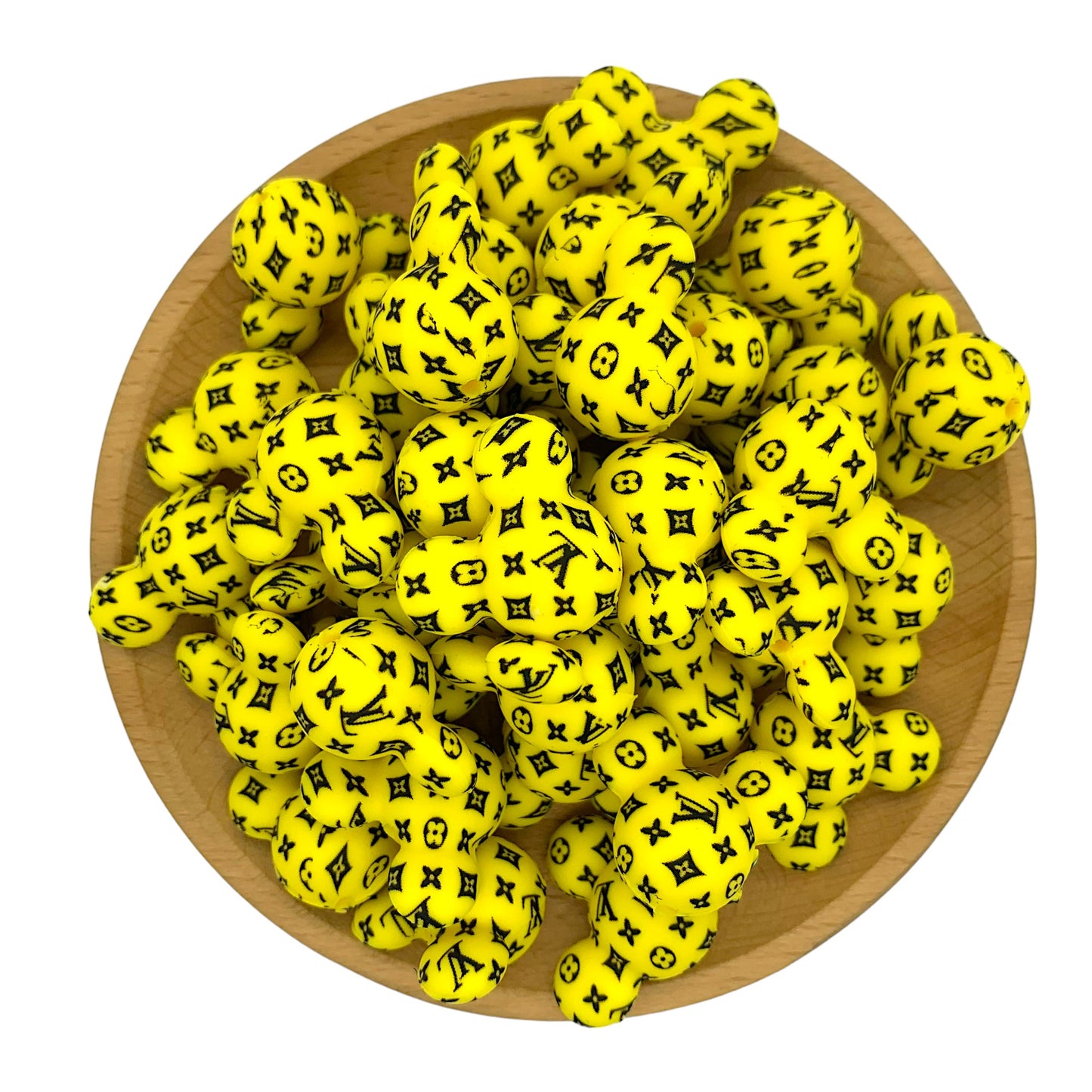 Silicone Focal Beads Mickey Head LV Pattern Printed 20pcs 4