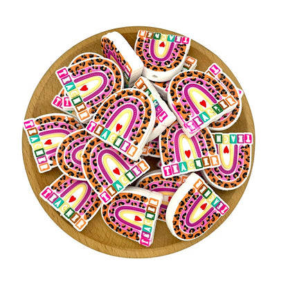 Silicone Focal Beads Rainbow Teacher Leopard Print Accents 20pcs 2