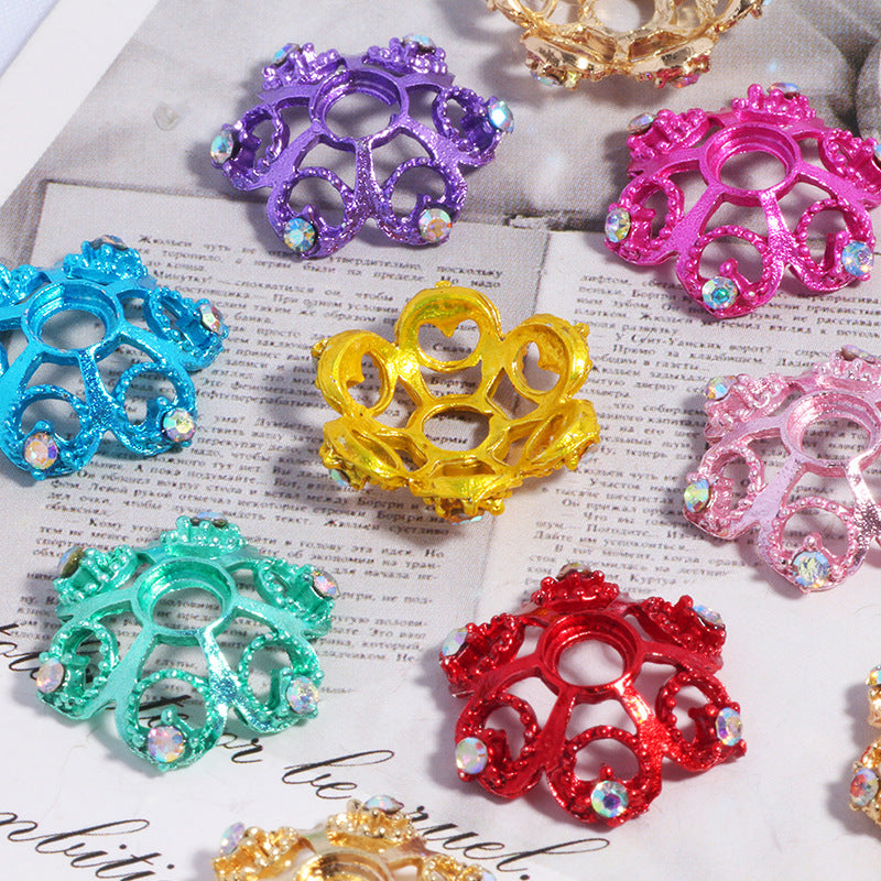 17mm Hollow Snowflake Alloy Rhinestone Spacer Beads 10pcs 4
