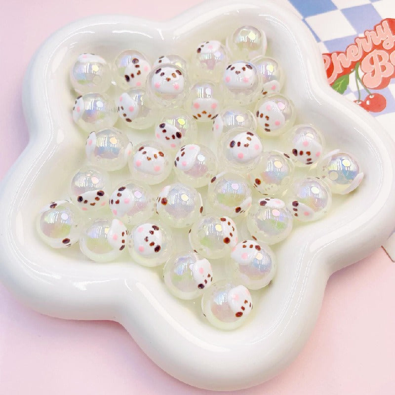Transparent Cat Rabbit Acrylic Beads 16mm Playful Faces 2pcs 11