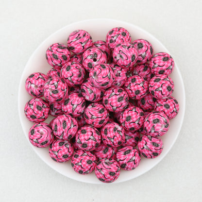 Cow Skull Pattern 15mm Silicone Round Beads Printed Design 50pcs 3