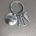 Alloy Handyman Tool Round Tag Keychain Polished Silver Metal 15