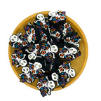 Silicone Focal Beads Halloween Skeleton Holding Happy Halloween Text 20pcs 2