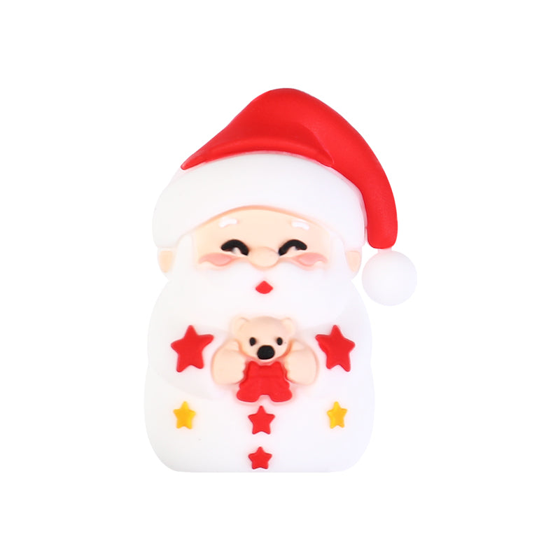 3D Christmas Silicone Focal Beads Holiday Characters Assortment 20pcs 16