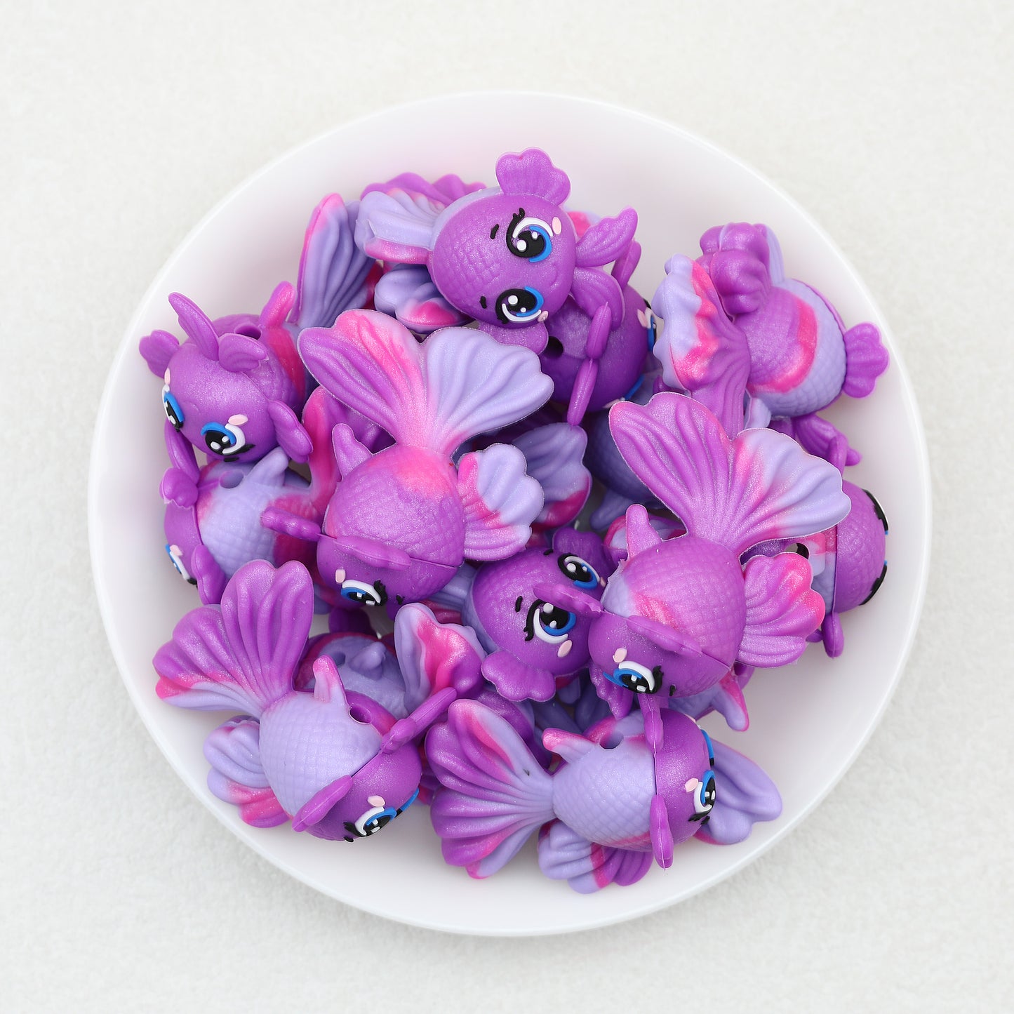 3D Colorful Goldfish Silicone Focal Beads 20pcs 5