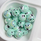 Hand Painted Bear Round Acrylic Beads 16mm Pastel Colors 10pcs 2