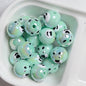 Hand Painted Bear Round Acrylic Beads 16mm Pastel Colors 10pcs 2