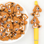  Brown Cute Beagle Silicone Focal Beads 20Pcs