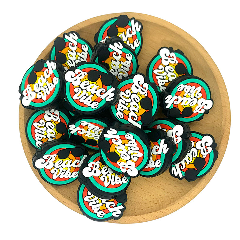 Silicone Focal Beads Beach Vibe Circle Badge Sunglasses 20pcs 2