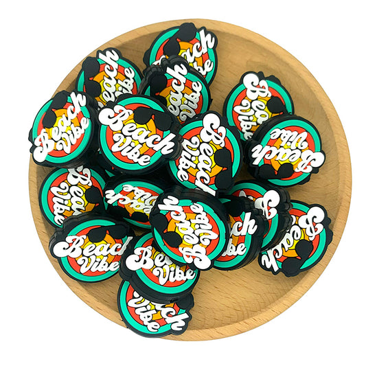Silicone Focal Beads Beach Vibe Circle Badge Sunglasses 20pcs 2