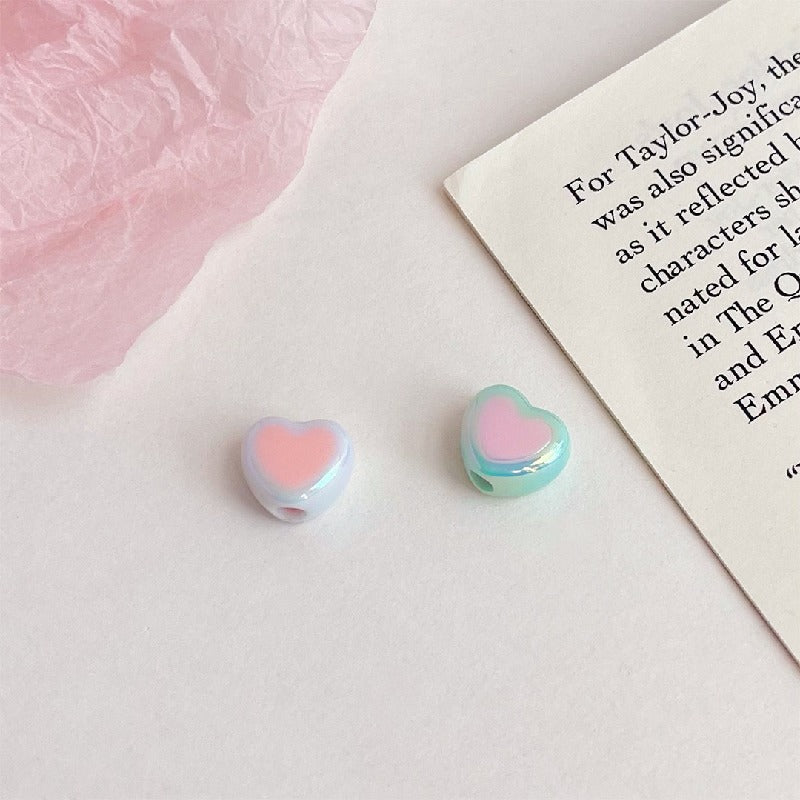 Cream Color Heart Acrylic Beads 12x14.5mm Large Hole 10pcs 3
