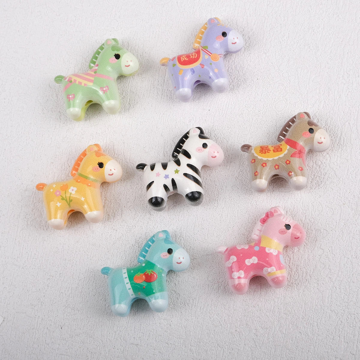 Colorful Pony Shaped Acrylic Beads 26x29x12mm Hole 3mm 20pcs 5